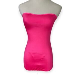 NEW Neon Pink Microfiber Dress with Rainbow Neon Elastic Strap Back G-String